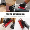 Collage of images showing a person using a sanding block with sandpaper on different surfaces. Voir les images du produit