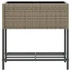 vidaXL Fioriera con ripiano in poly rattan grigio Anteprima dell’immagine prodotto 5