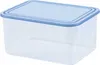 A clear plastic food storage container with a light blue lid, shown from a slightly elevated side angle against a white background. Náhled obrázku produktu