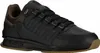 A studio shot of a black K-Swiss sneaker with a brown sole and accents. Podgląd zdjęcia produktu