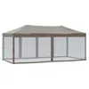 A taupe party tent with mesh sides, shown from the front. Náhled obrázku produktu