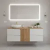 RODAN | Waschbeckenunterschrank - Weiß und Braun - 160 cm - Produktbild-Vorschau 4