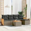 6-tlg. Garten-Sofagarnitur mit Kissen Grau Poly Rattan Produktbild-Vorschau 2