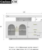 A technical drawing of a white sideboard with dimensions indicated. Anteprima dell’immagine prodotto