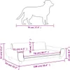 A size chart showing the dimensions of a dog bed with an illustration of a dog for scale. Produktbild-Vorschau