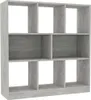 A grey, multi-compartment bookshelf against a white background. Náhled obrázku produktu