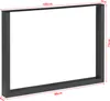 A black metal table leg frame with dimensions indicated by red lines and text. Produktbild-Vorschau