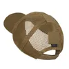 A back view of a brown mesh baseball cap with velcro patches. Náhled obrázku produktu