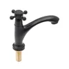 A black kitchen faucet with a gold threaded pipe is shown against a white background. Produktbild-Vorschau