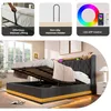 A bed with its storage compartment open, showcasing its features. Produktbild-Vorschau