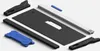 Various components of a keyboard are laid out on a light gray surface. Produktbild-Vorschau