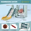 A diagram of a children's play structure with dimensions and included accessories. Anteprima dell’immagine prodotto