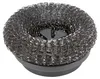 A close-up studio shot of a round, silver wire cleaning brush with a gray plastic base and a gray plastic central component. Produktbild-Vorschau