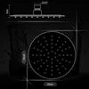 A diagram of a shower head with dimensions and a stylized water splash background. Produktbild-Vorschau