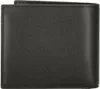 A black leather wallet is shown closed and lying flat. Produktbild-Vorschau