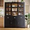 Hoge kast 140 x 38,5 x 175 cm met vitrinedeuren, laden, Productafbeelding-voorbeeld 2