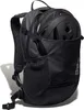 A black backpack with a helmet inside, shown from the front. Voir les images du produit