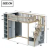 Merax Hochbett 90x200 cm mit Kleiderschrank, Etagenbett mit Produktbild-Vorschau 7