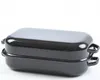 A black enamel roaster with a lid, shown from a side angle against a white background. Produktbild-Vorschau
