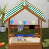 Outsunny Sandkasten mit Dach, Sandkiste Holz mit Sitzplatz Produktbild-Vorschau 8
