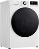 A white LG washing machine with a black door is shown from a side angle against a white background. Produktbild-Vorschau