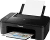 A black Canon printer with a sheet of paper in the output tray and another in the input tray. Produktbild-Vorschau