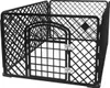 A black plastic pet playpen with a gate, shown from a slightly elevated angle against a white background. Náhľad obrázku produktu