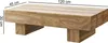 Couchtisch Akazie Massivholz 120cm Dunkelbraun Landhausstil in Gesamtansicht mit massiven Holzbeinen und heller Holzplatte. Voir les images du produit