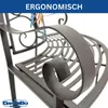 Close-up of a metal garden bench with decorative elements. Anteprima dell’immagine prodotto