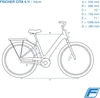 A diagram of a bicycle with various measurements labeled with letters and corresponding values. Produktbild-Vorschau