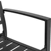 Close-up of the armrest and seat slats of a black metal garden chair. Produktbild-Vorschau