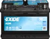 A car battery is shown from the front. Produktbild-Vorschau