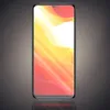 A smartphone with a colorful abstract wallpaper displayed on its screen, set against a dark, textured background with a reflection below. Produktbild-Vorschau