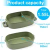Lunchbox 2 Etagen - 1550ml Brotdose für Erwachsene - Lunch Produktbild-Vorschau 2