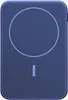 A close-up, top-down view of a blue magnetic power bank with a circular outline and a vertical line in the center. Produktbild-Vorschau