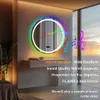 A modern bathroom with a lighted LED mirror and a view of the ocean at sunset. Anteprima dell’immagine prodotto