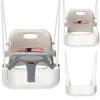 Three views of a baby swing seat, presented on a white background. Produktbild-Vorschau