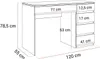 A line drawing of a desk with dimensions indicated. Produktbild-Vorschau
