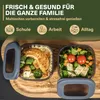Two food containers are shown on a wooden board, with text overlay describing the product's benefits. Anteprima dell’immagine prodotto