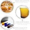 A collage of images showcasing amber-colored glassware, including a table setting, individual glasses, and a close-up of colored glasses. Anteprima dell’immagine prodotto