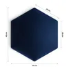 A hexagonal dark blue wall panel with dimensions indicated. Produktbild-Vorschau
