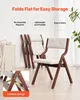 A group of folded chairs and one unfolded chair are shown against a white wall with decorative text and circles highlighting features. Podgląd zdjęcia produktu