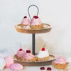Plateau à biscuits à deux étages en bois de manguier et Voir les images du produit 2