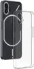 A transparent phone case is shown next to a phone. Produktbild-Vorschau