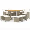 vidaXL 9-tlg. Garten-Essgruppe mit Kissen Poly Rattan Beige Produktbild-Vorschau 3