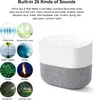 A collage showing a white and gray sound machine with various circular images depicting different sounds. Produktbild-Vorschau