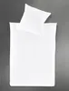 A white duvet cover and pillowcase are laid out flat on a gray background. Produktbild-Vorschau