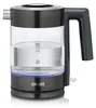 A glass electric kettle with a black base and handle, filled with water. Podgląd zdjęcia produktu