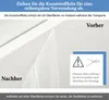 An instructional image showing how to remove protective plastic film from a surface, with text in German. Náhľad obrázku produktu