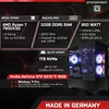 A marketing image showcasing a high-end gaming PC with various specifications listed. Produktbild-Vorschau